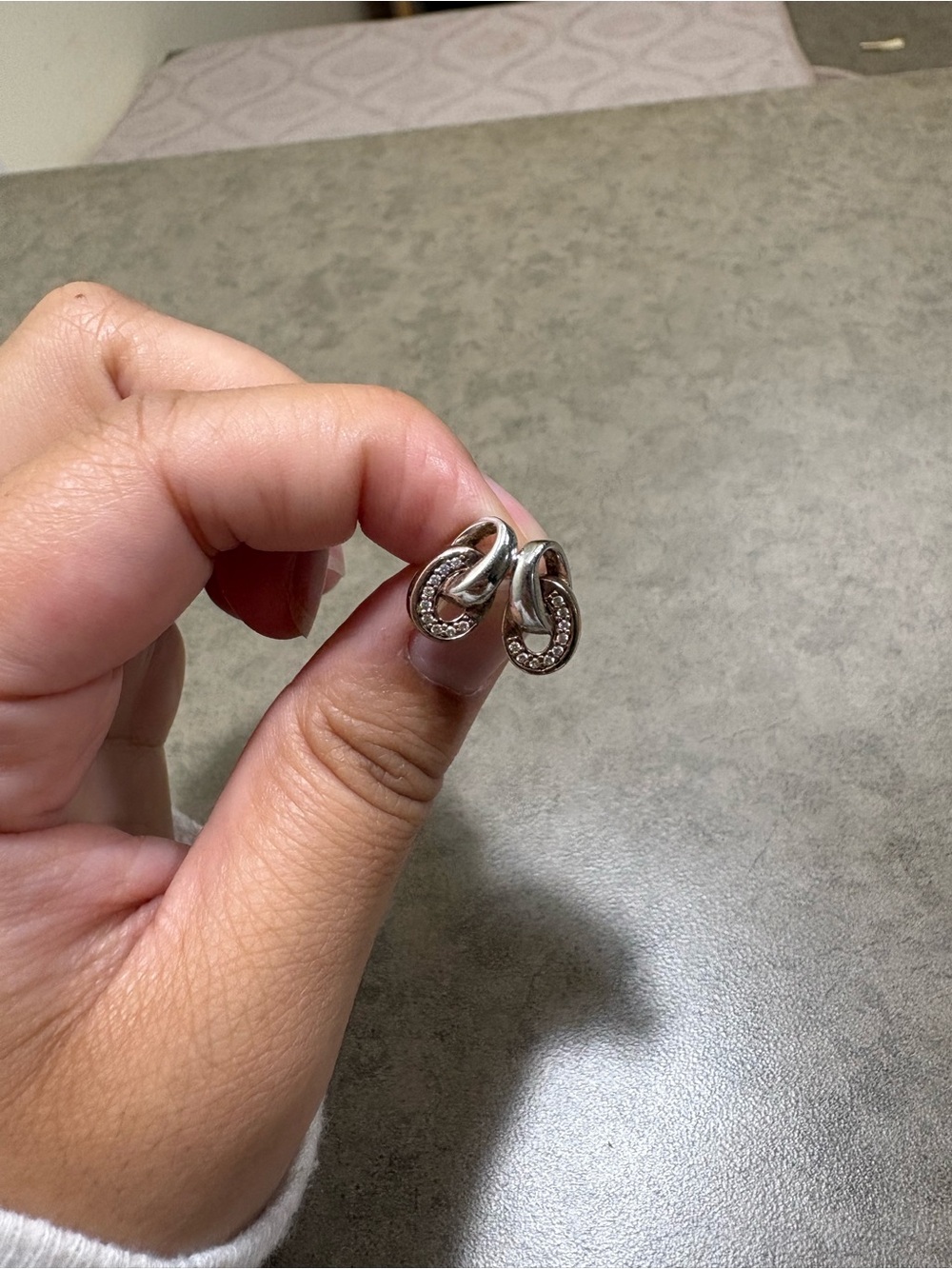 2 tone Sterling Silver Linked Hoop Earrings with Crystal Accents